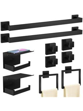 Bathroom Hardware Set Matte Black Towel Bar Towel Rack Toilet Paper Holder